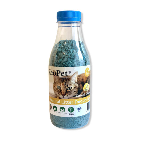 ZeoPet με άρωμα λεμόνι και χαμομήλι - Φυσικό πρόσθετο απόσμησης λεκάνης γάτας για 30 ημέρες - 500gr