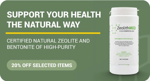 ΠCertified natural MED® Detox zeolite and MED® Detox montmorillonite bentonite products for human detoxification.