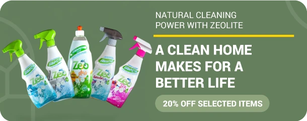 ΚInnovative household products for cleaning homes and the environment, containing zeolite, bentonite, and Greek clay-rich diatomite.